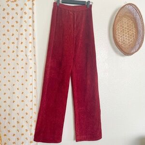 Vintage Joshua Tree California Red Corduroy Flares High Waist 70s Boho Pants